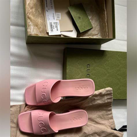 gucci jelly sandals pink|gucci unisex sandals.